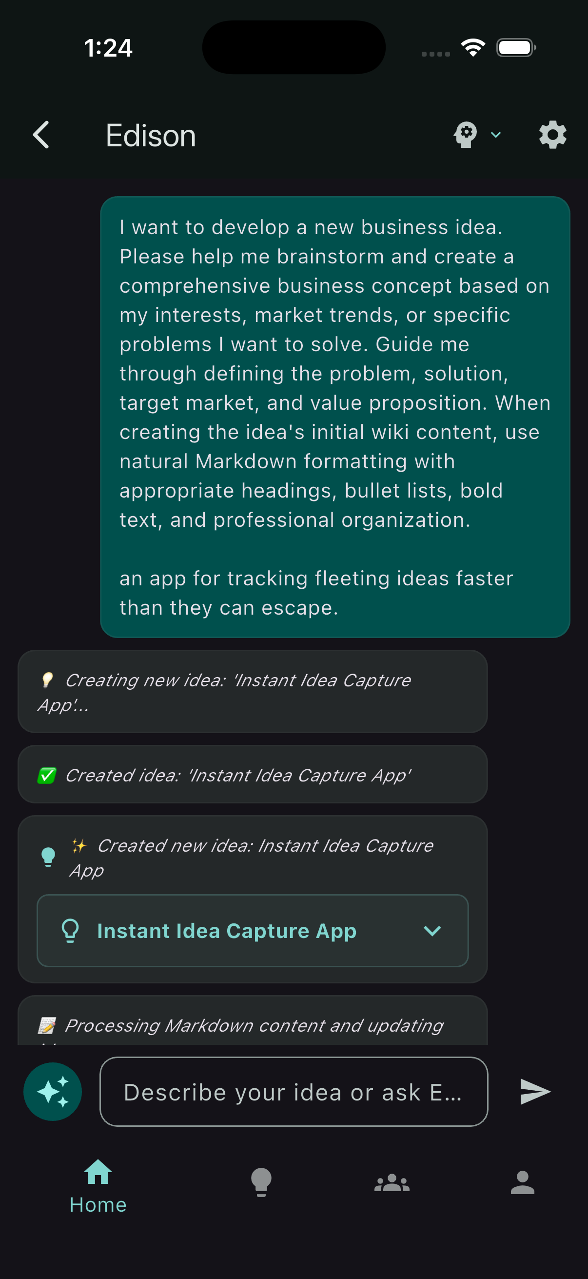 Edison generating a new idea