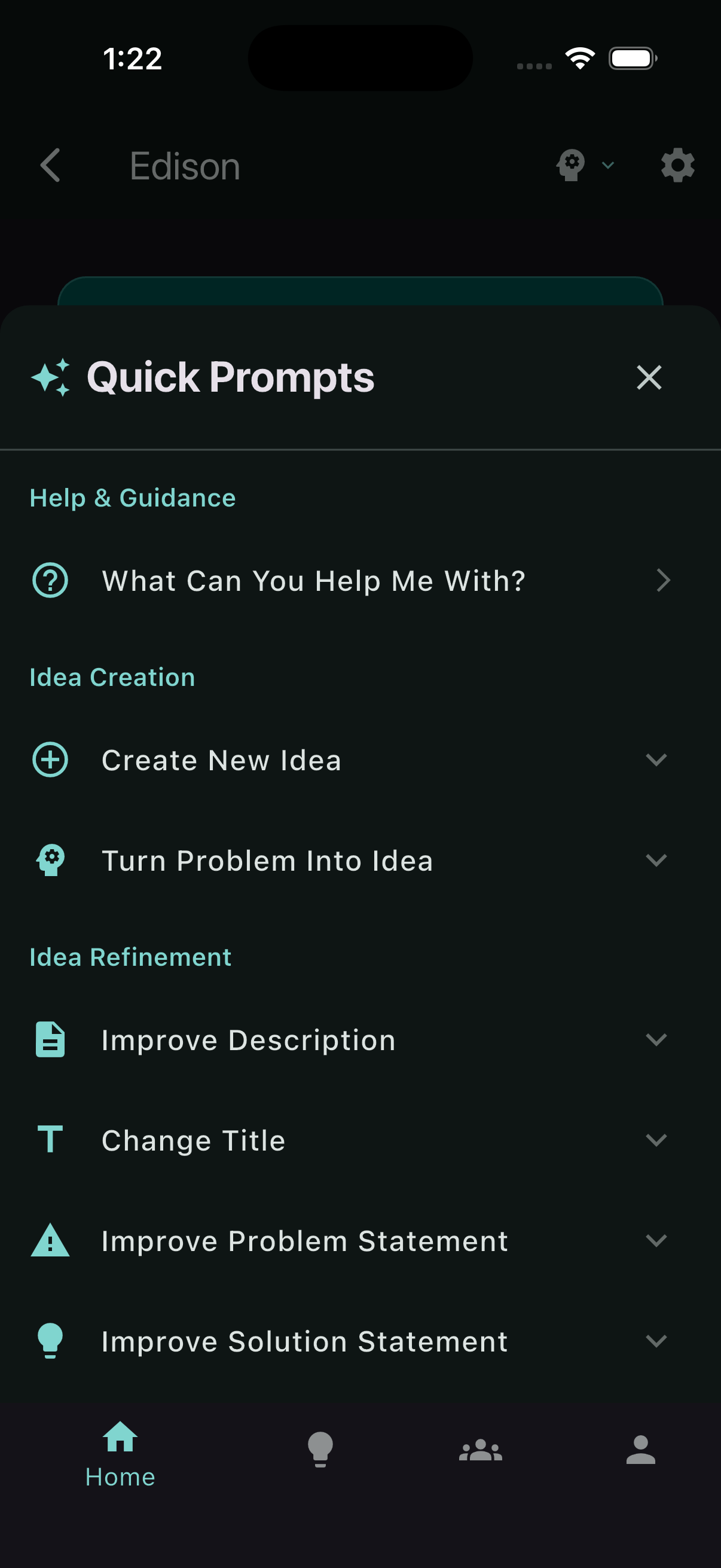 Quick Prompts menu (magic icon)