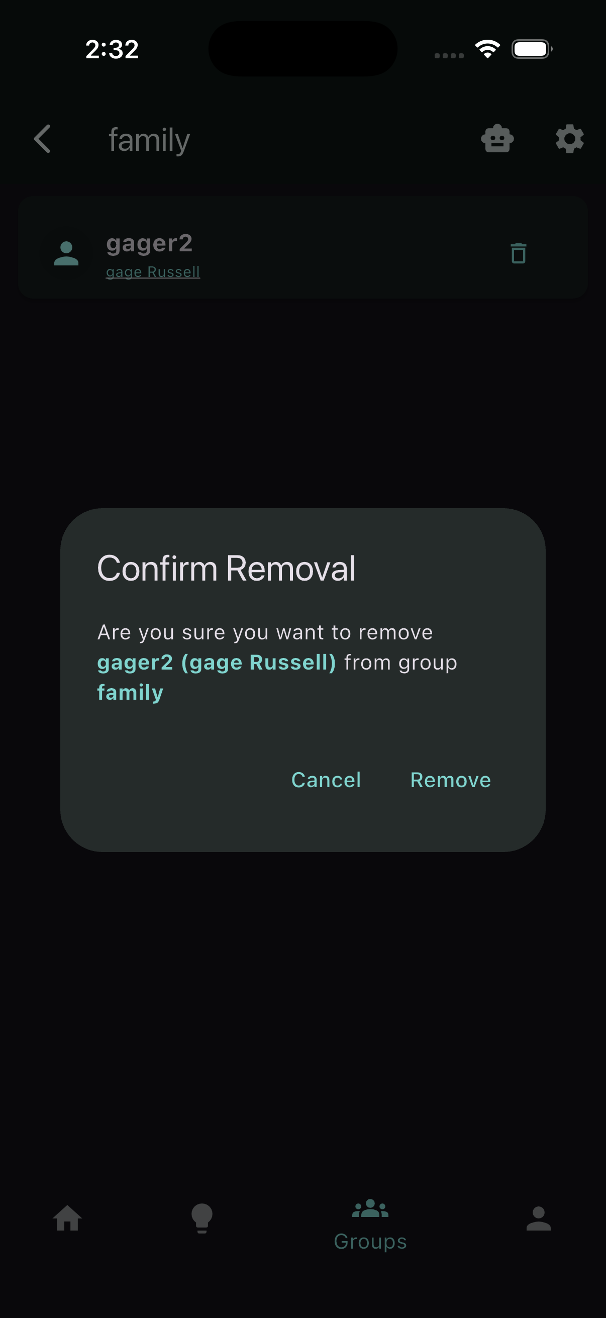 Remove a group member