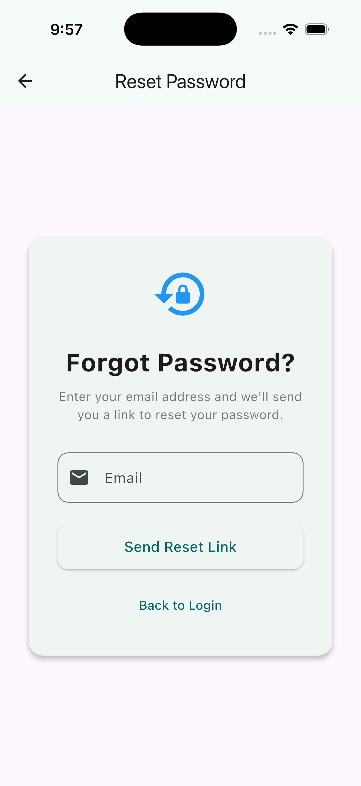 Reset password form